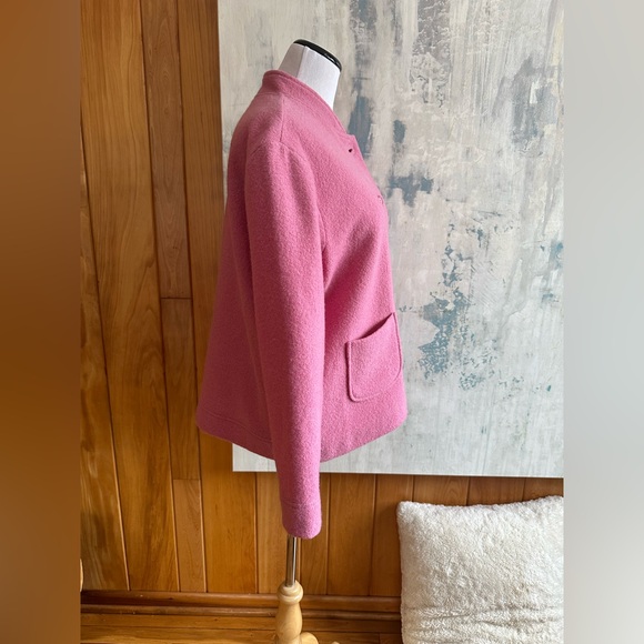 Norm Thompson 100% Wool Light Pink Button Up Sweater Jacket. Front Pockets - Picture 4 of 15